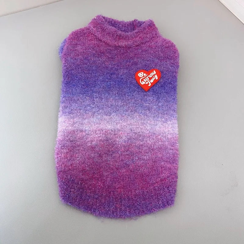 Cat vest with gradient color knitted sweater waistcoat kitten accessories warm comfortable dog vest new fall winter collection