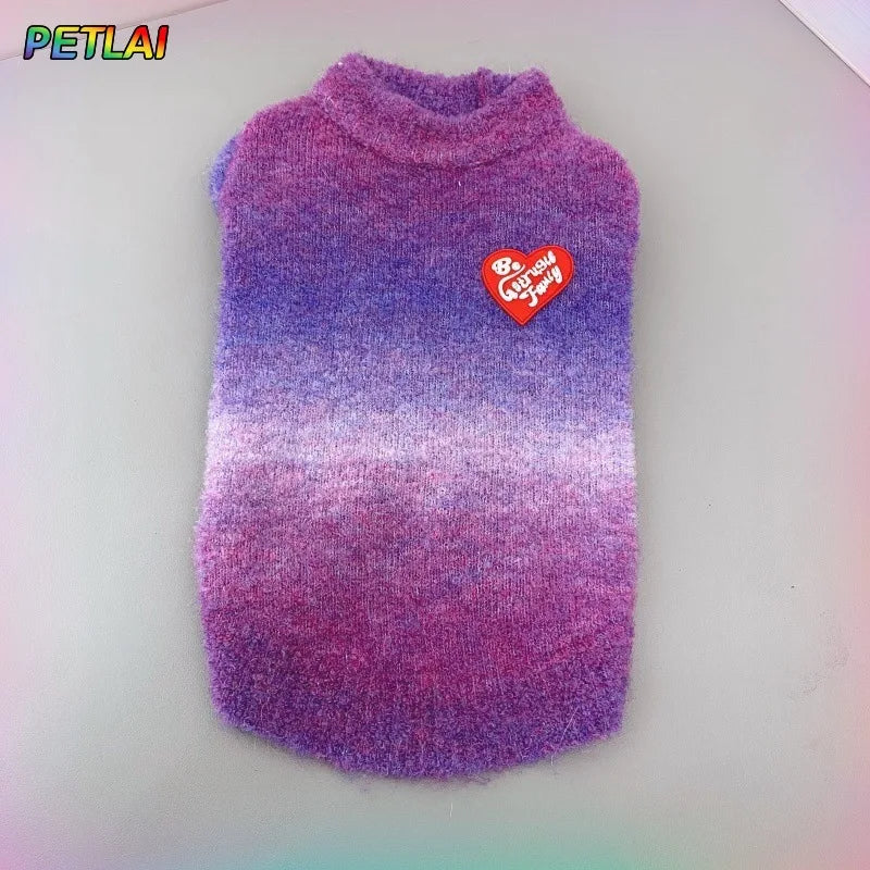 Cat vest with gradient color knitted sweater waistcoat kitten accessories warm comfortable dog vest new fall winter collection
