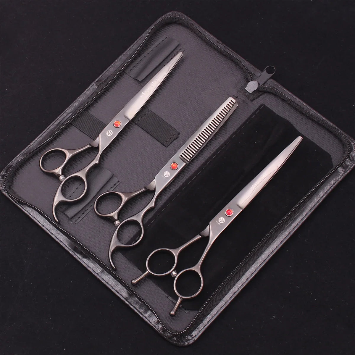 Purple Dragon Dog Grooming Scissors Kit 7" 6.5" Stainless Pet Curved Scissors Thinning Scissors Straight Shears Chunker Z3002