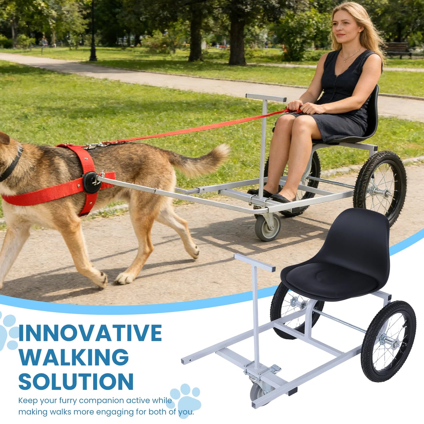 Dog Pulling Person Car with Armrests & Dog Leash Light Dog Pull Car for Golden Retriever Mixed-breed Dog
