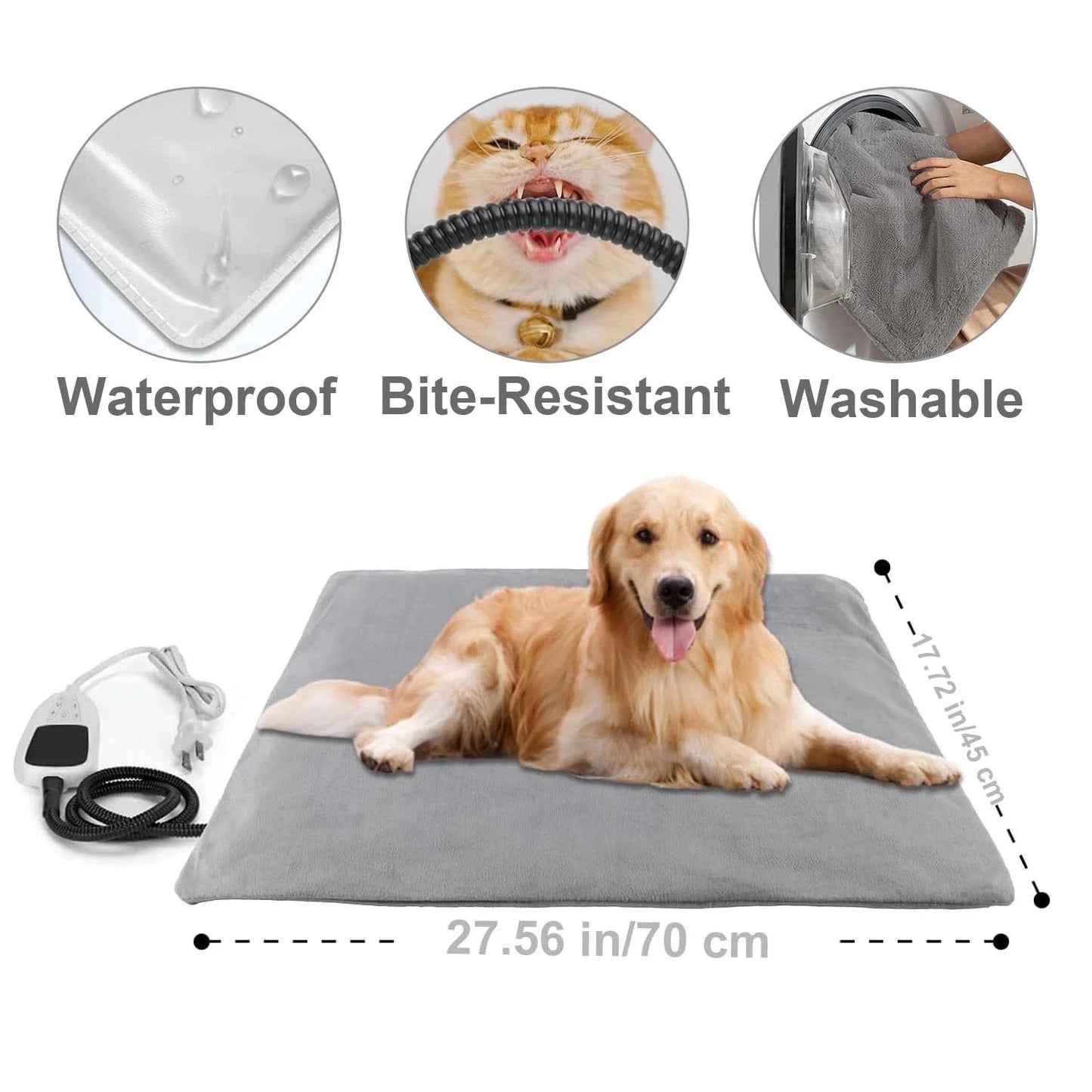 1PC Electric Pet Heating Pad 27.6"X17.7" Winter Warmer Cat Puppy Heater Pad Waterproof Washable Portable Warming Blanket Home