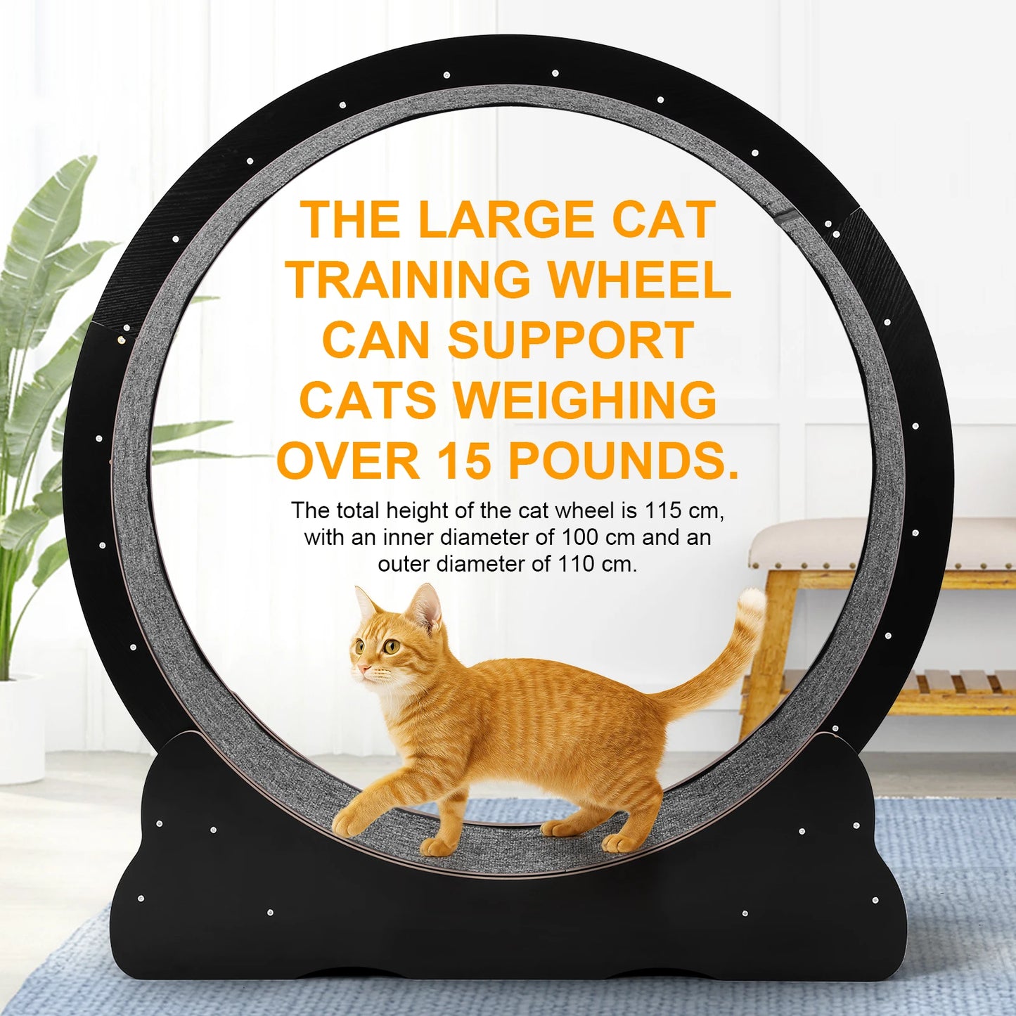 Cats Exercise Running Wheel 43 Inch Large Cat Running Treadmill Wheel for Indoor Cats