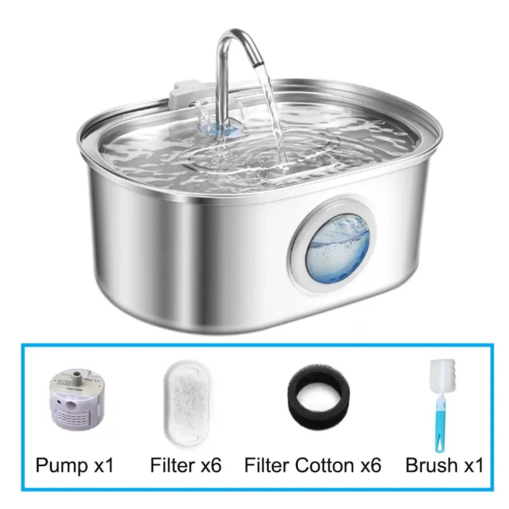 3.2L Stainless Steel Cat Water Fountain Automatic Cat Drinking Dispenser For Cats Dogs Smart Sensor Pet Water Fountain Drinker