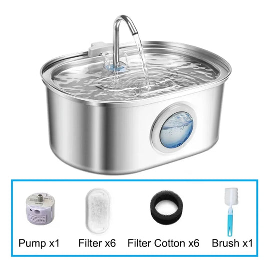 3.2L Stainless Steel Cat Water Fountain Automatic Cat Drinking Dispenser For Cats Dogs Smart Sensor Pet Water Fountain Drinker