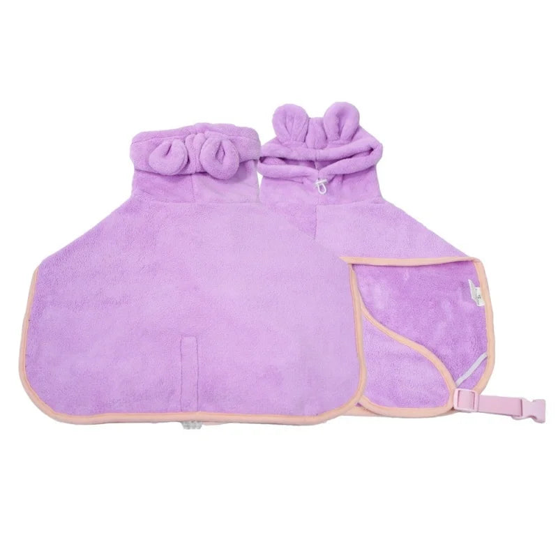 Dog Bathrobe Super Absorbent Pet Towel Bathrobe Bath Towels Quick-Drying Cat Dog Bath Towel Bath Supplies Dog Towel Microfiber