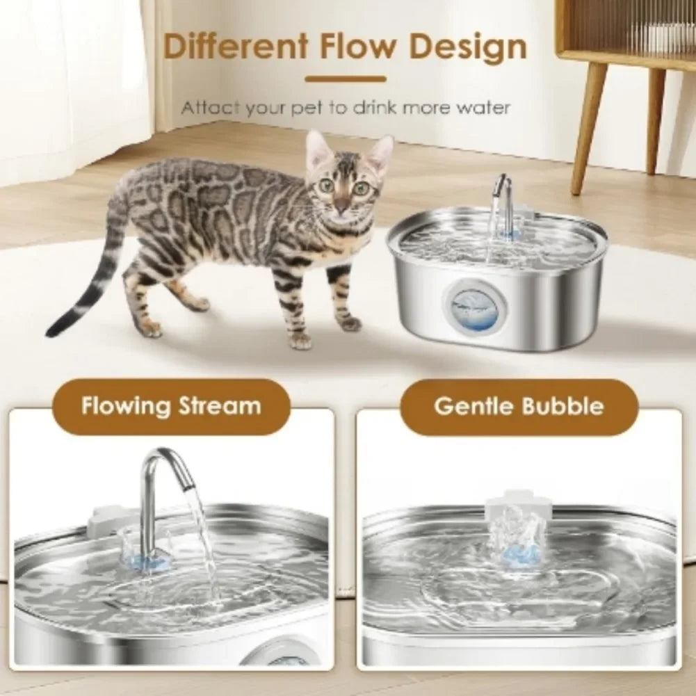 3.2L Stainless Steel Cat Water Fountain Automatic Cat Drinking Dispenser For Cats Dogs Smart Sensor Pet Water Fountain Drinker