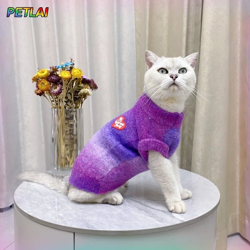 Cat vest with gradient color knitted sweater waistcoat kitten accessories warm comfortable dog vest new fall winter collection