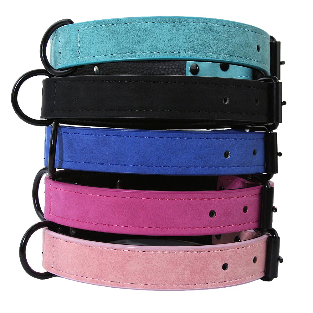Custom Leather Dog Collar Leash Personalized Pet Collars and Leash Set Durable Leather Collar Lead for Small Medium Large Dogs