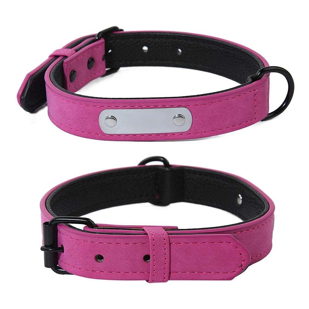 Custom Leather Dog Collar Leash Personalized Pet Collars and Leash Set Durable Leather Collar Lead for Small Medium Large Dogs