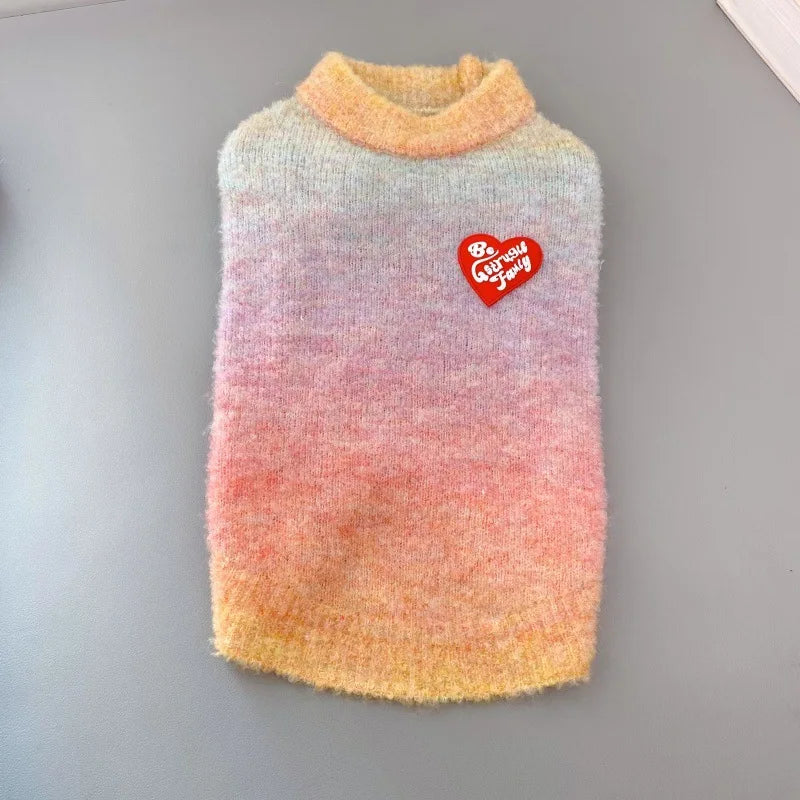 Cat vest with gradient color knitted sweater waistcoat kitten accessories warm comfortable dog vest new fall winter collection