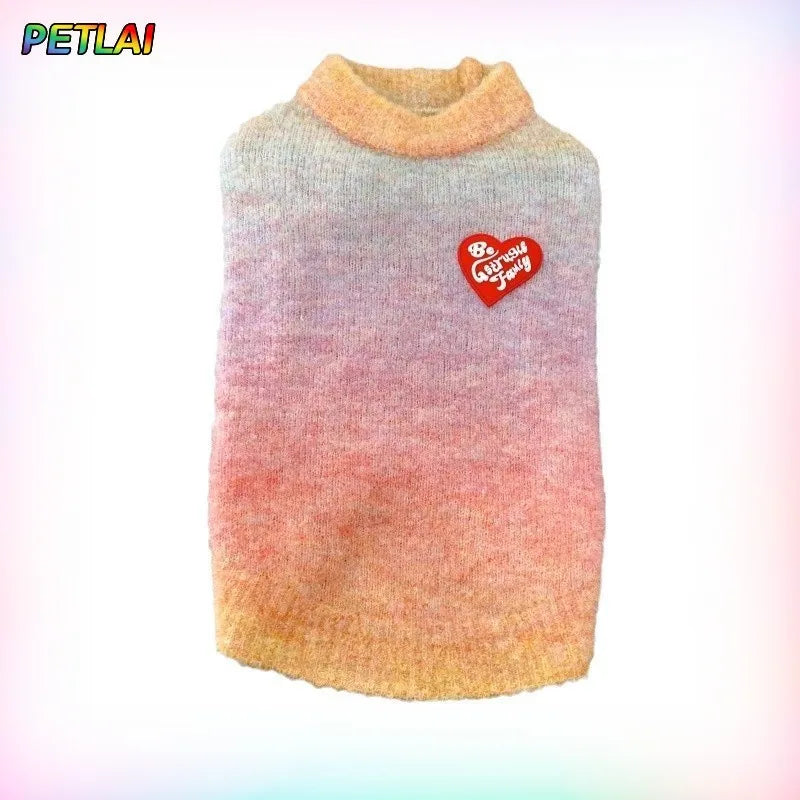 Cat vest with gradient color knitted sweater waistcoat kitten accessories warm comfortable dog vest new fall winter collection