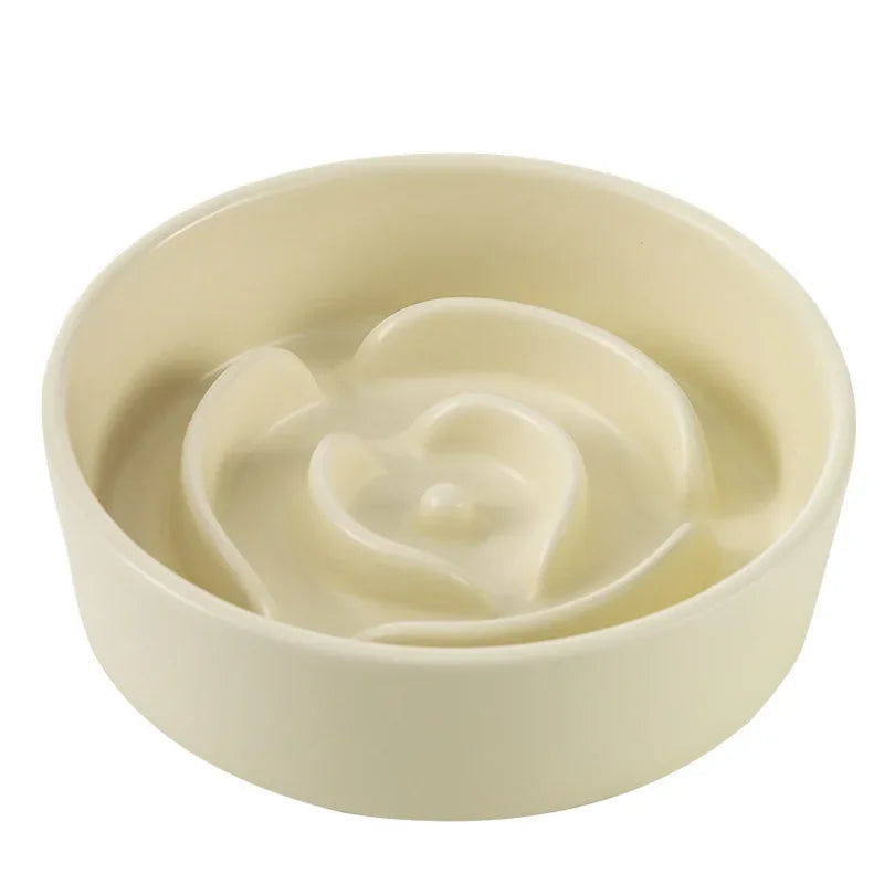 Ceramic Pet Cat Dog Bowl Small and Medium-Sized Dogs Dog Puppy Slow Feeding Anti-Choke Slow Food Bowl Anti-Tumble Eating Bowl