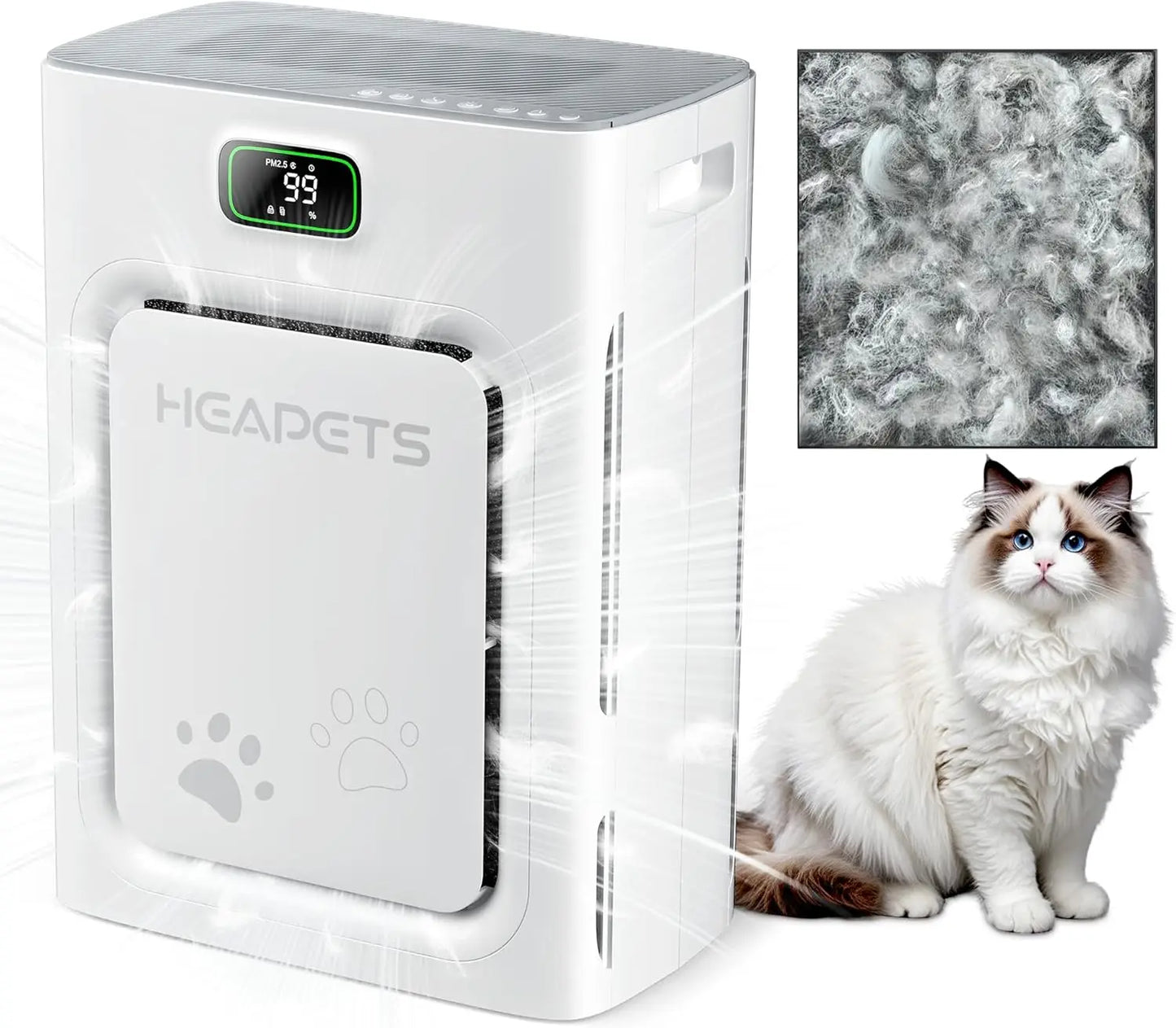 Large Room Air Purifier for Pets, H13 HEPA Washable Filter, Covers 2500 sq ft, Removes Hair Odor Dust Smoke