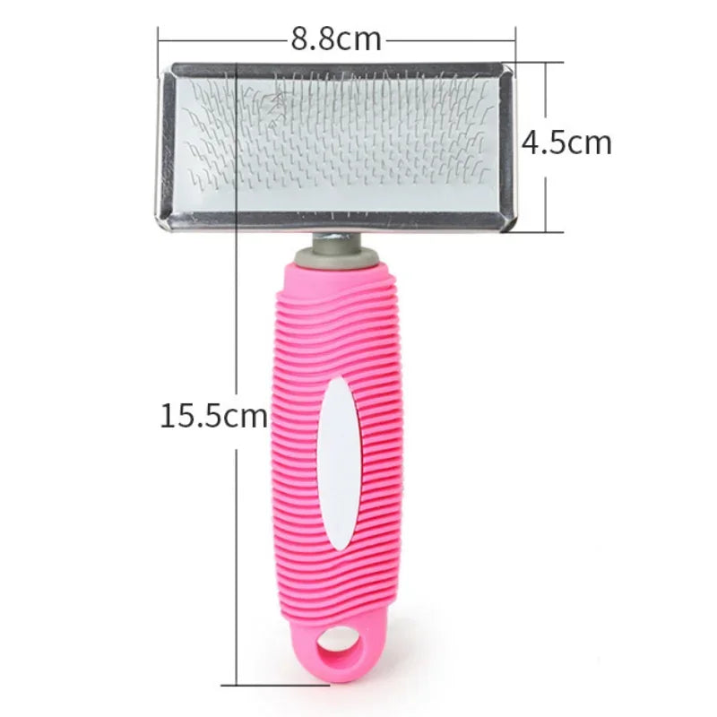 Cat Comb Silicone Cat Brush Massage Pet Hair Remover Stainless Steel Combs for Cats Pet Grooming Comfortable Handle Dog Brush