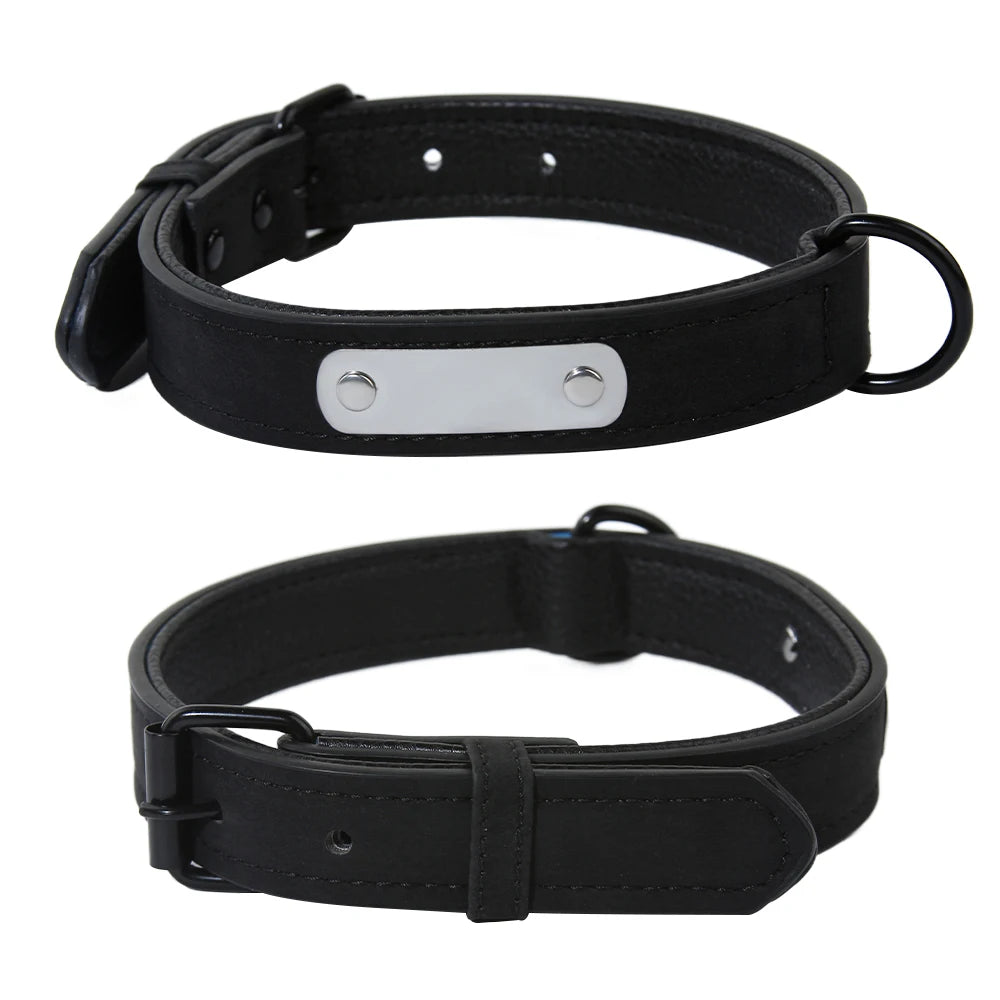 Custom Leather Dog Collar Leash Personalized Pet Collars and Leash Set Durable Leather Collar Lead for Small Medium Large Dogs