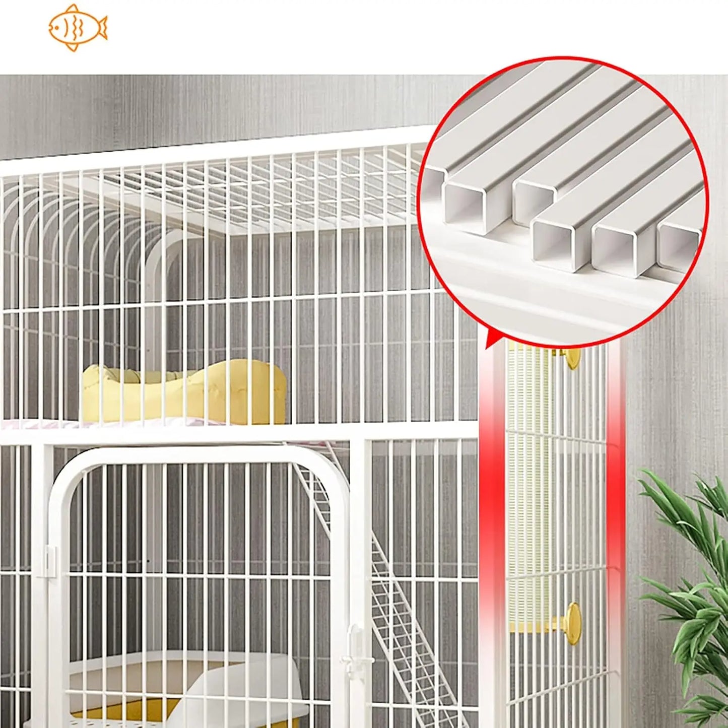Large 2-Tier Cat Cage with Wheels - Multi-Level Cats Kennel for Chinchillas & Ferrets - Indoor/Outdoor Cat, Customized