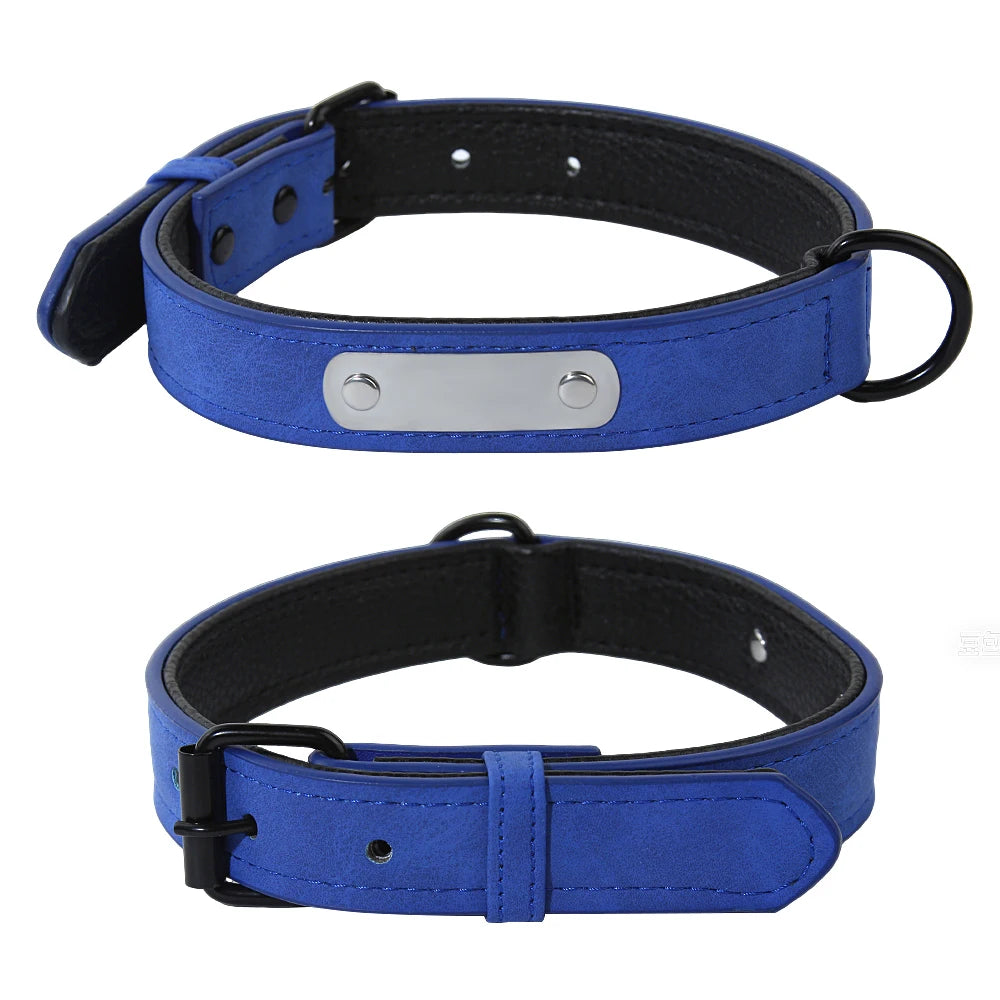 Custom Leather Dog Collar Leash Personalized Pet Collars and Leash Set Durable Leather Collar Lead for Small Medium Large Dogs
